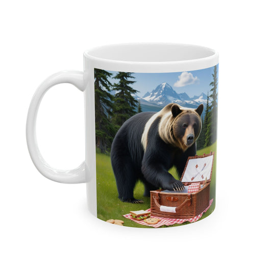 Black Bear Ceramic Mug (11oz) - Bad Vibes Coffee Cup Gift