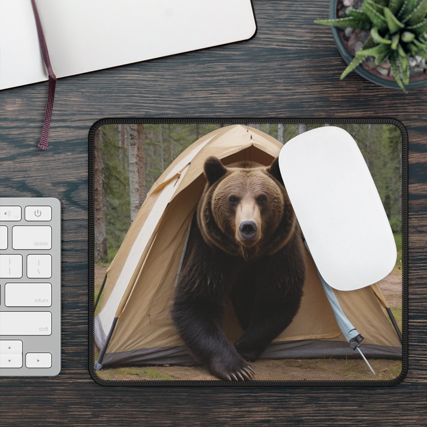 Bear in a Tent Mouse Pad