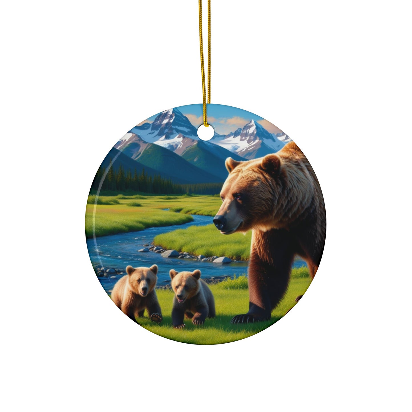 Bear Cubs Ceramic Ornaments, 2-Side Print, (1pc, 3pcs, 5pcs, 10pcs)