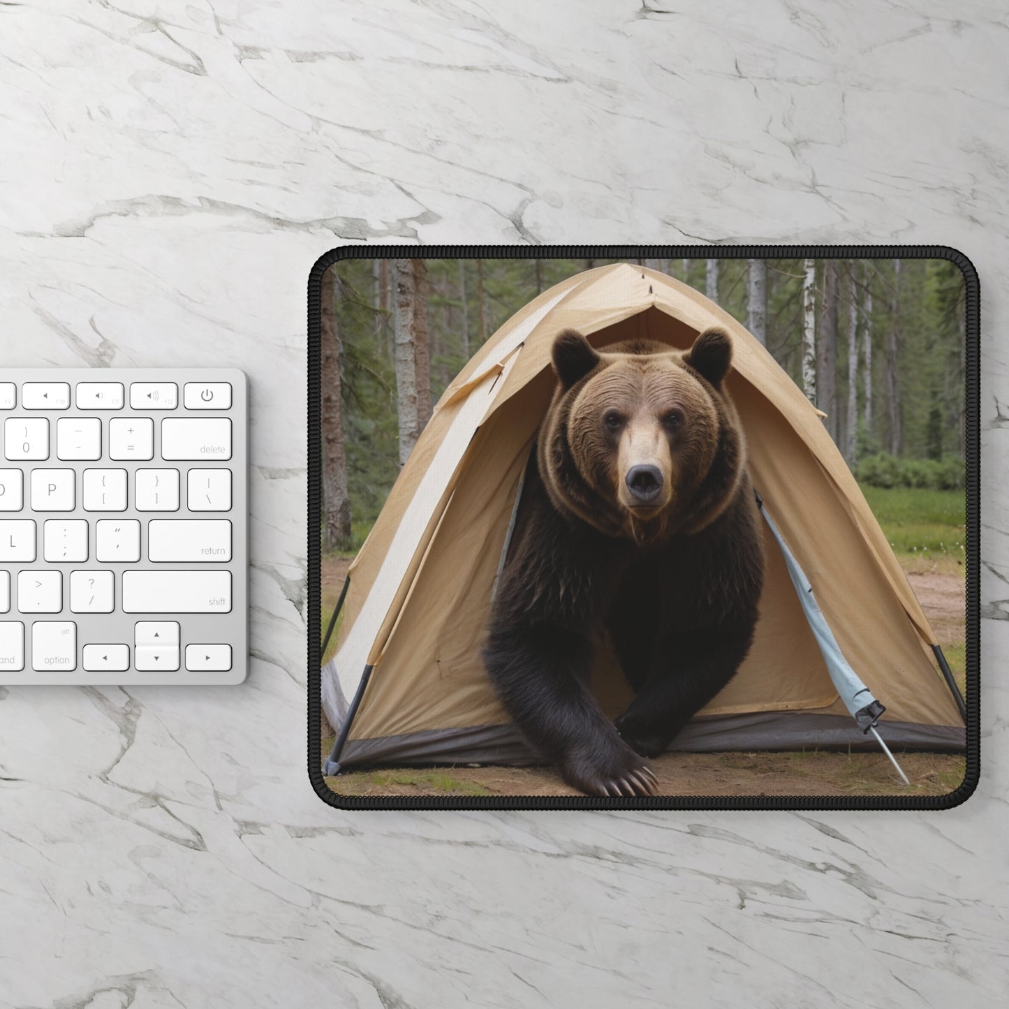 Bear in a Tent Mouse Pad