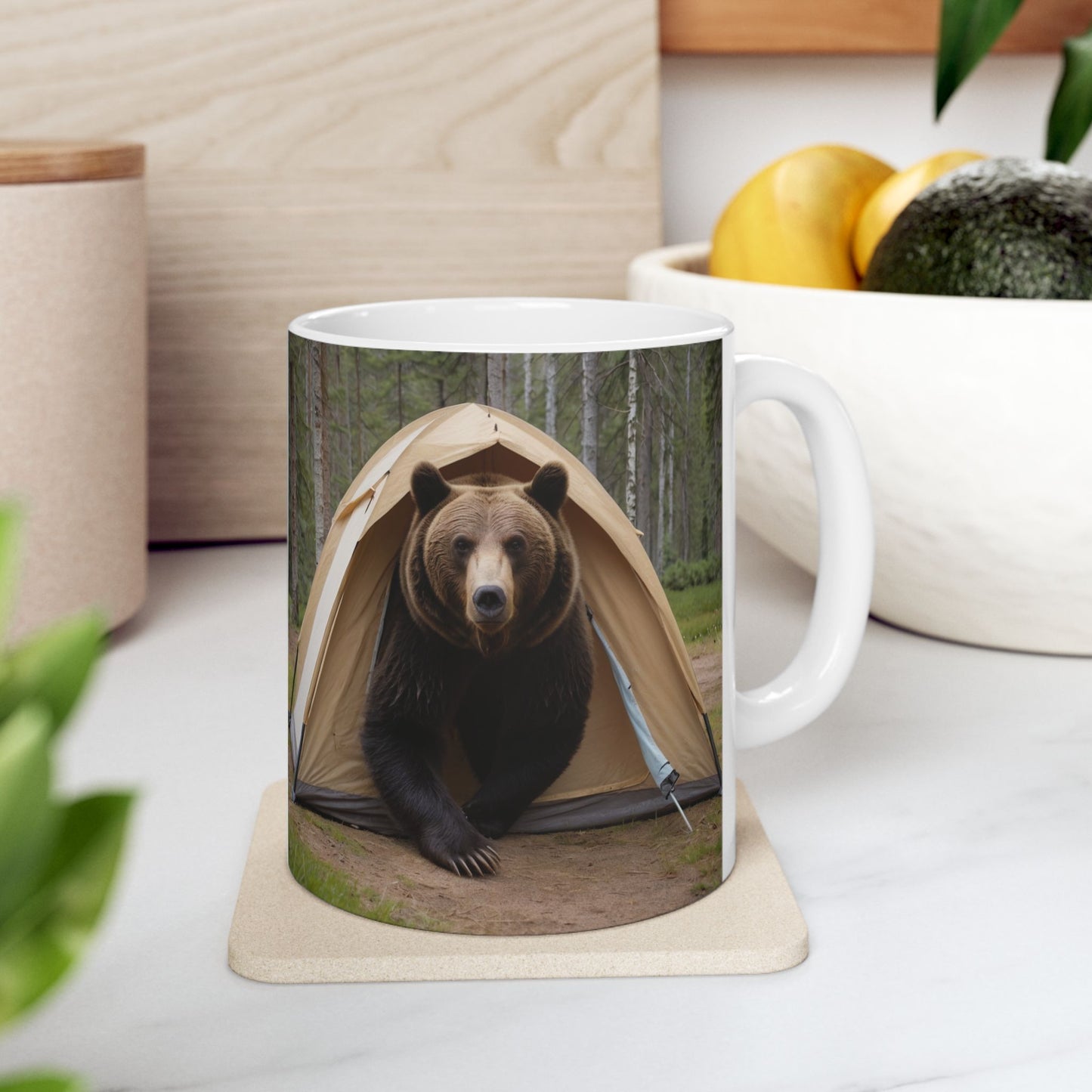 Bear in a tent Mug